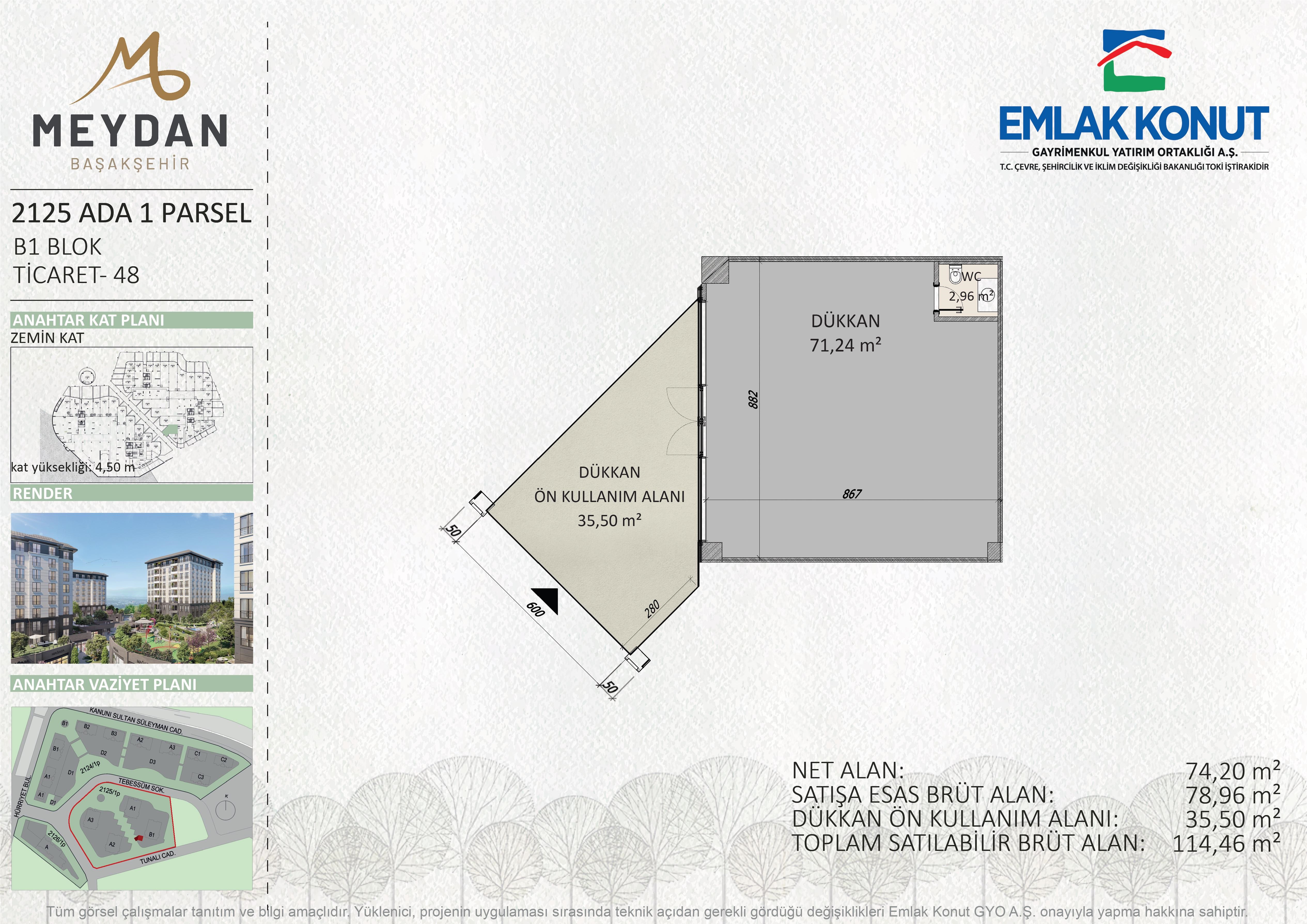 MEYDAN BAŞAKŞEHİR 2125 ADA 1 PARSEL B1 BLOK 48 NUMARA (DÜKKAN)