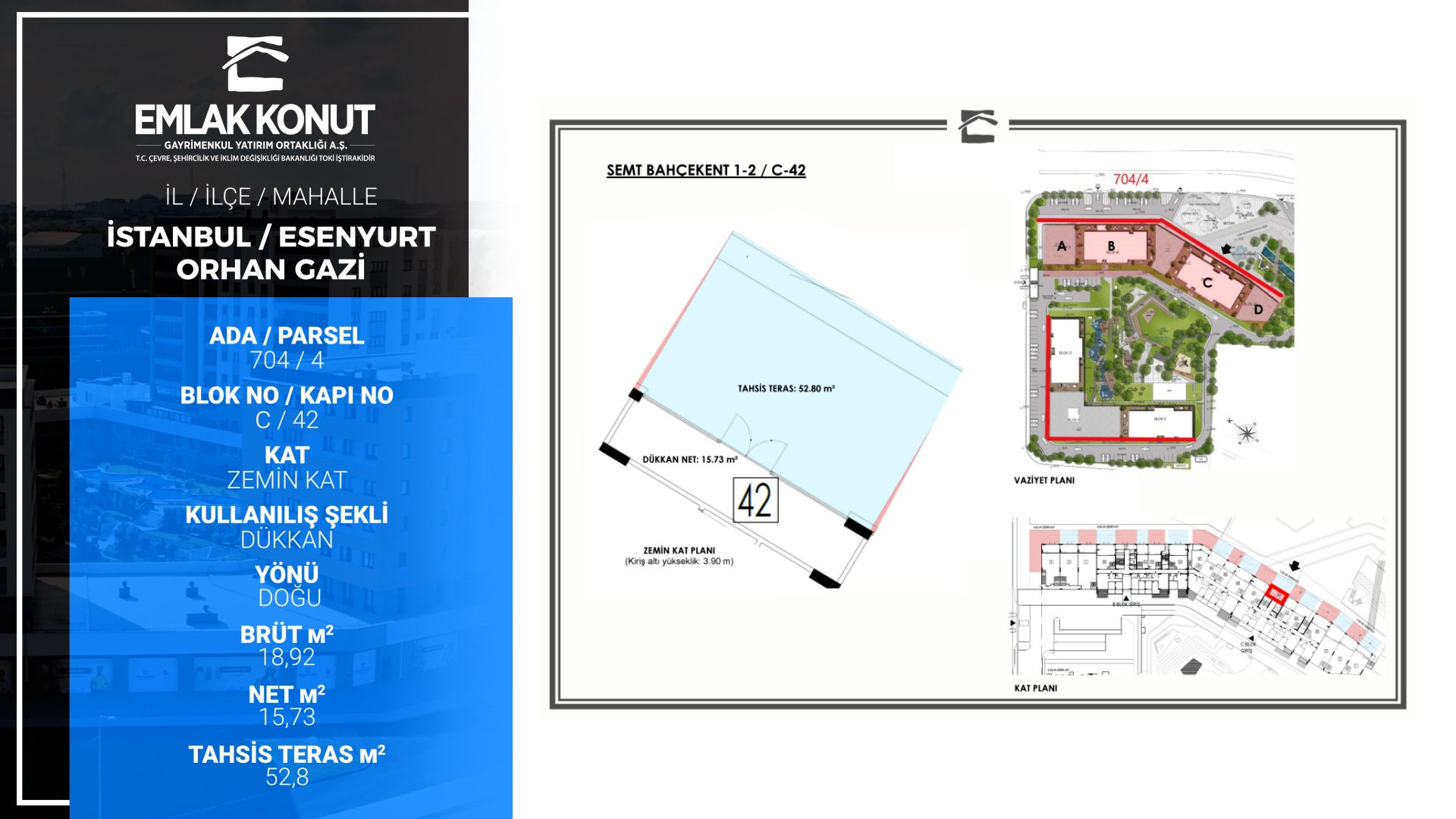 SEMT BAHÇEKENT 1-2 C BLOK 42 NUMARA (DÜKKAN)