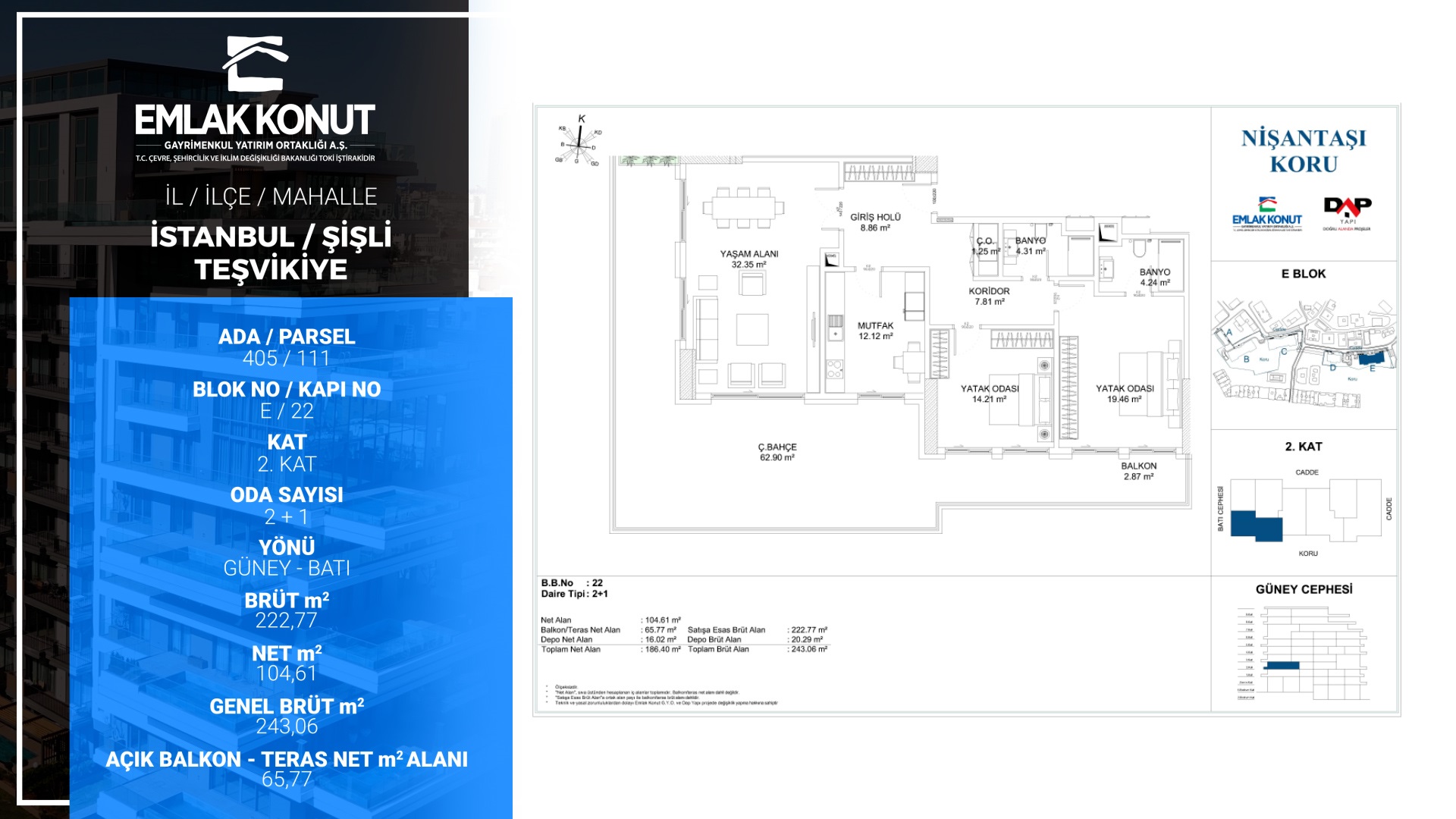 NİŞANTAŞI KORU E BLOK 22 NUMARA