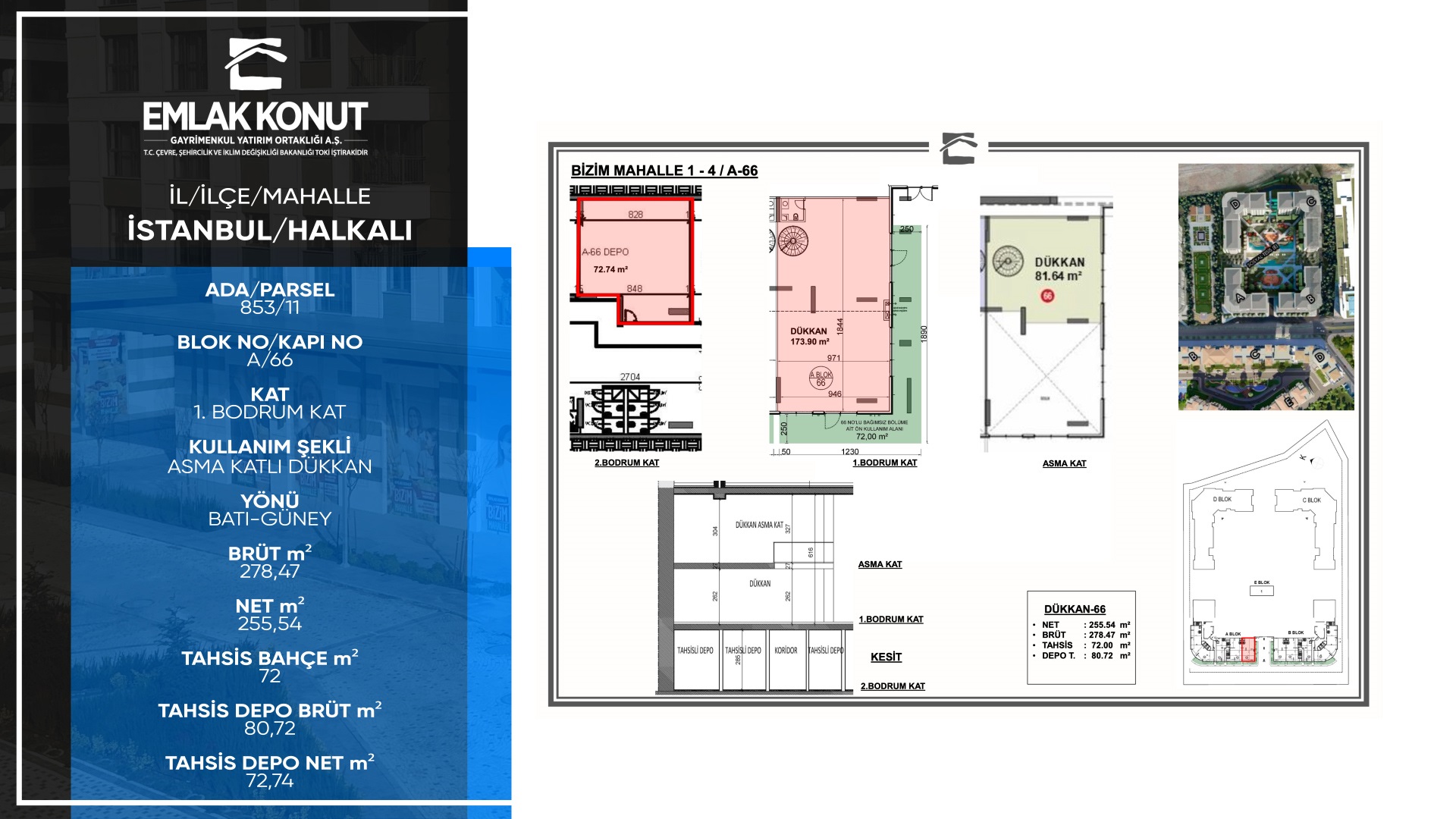 BİZİM MAHALLE 1-4 A BLOK 66 NUMARA (ASMA KATLI DÜKKAN)