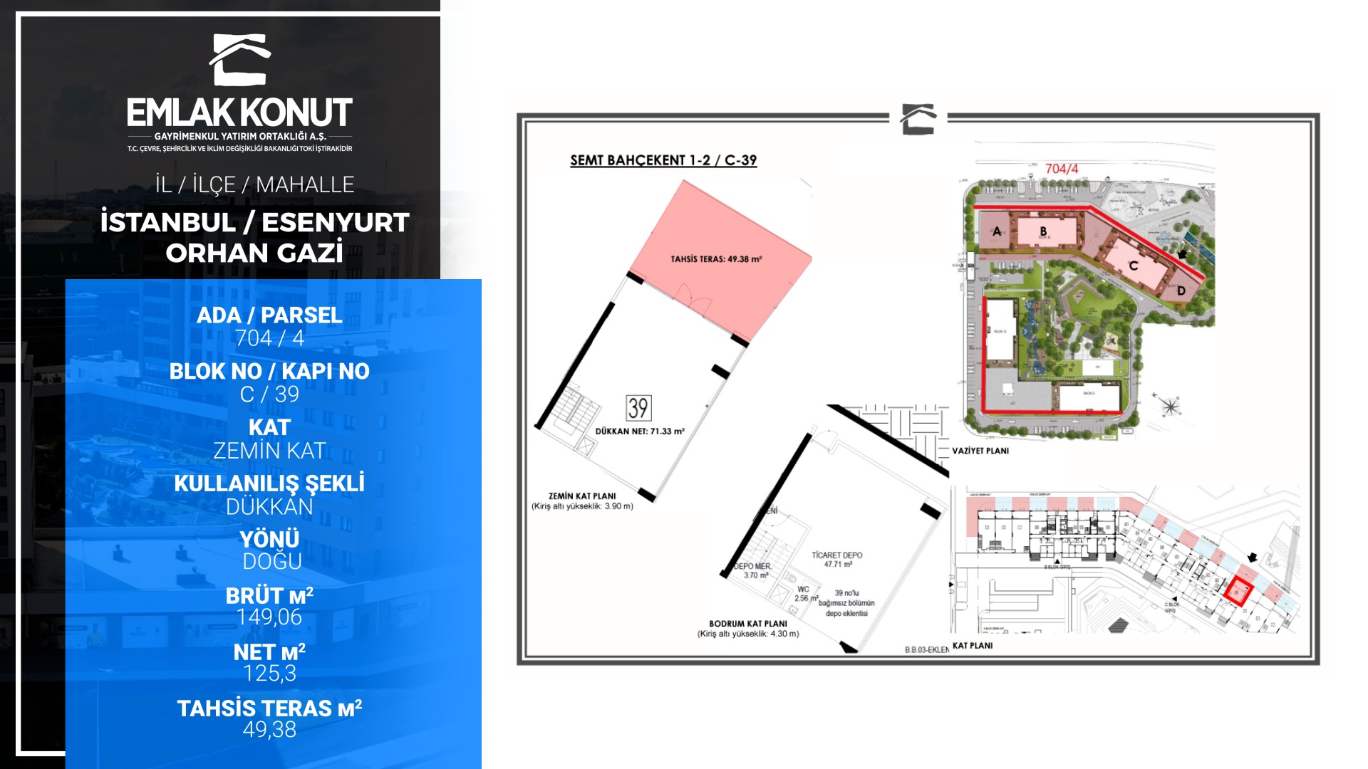 SEMT BAHÇEKENT 1-2 C BLOK 39 NUMARA (DEPOLU DÜKKAN)
