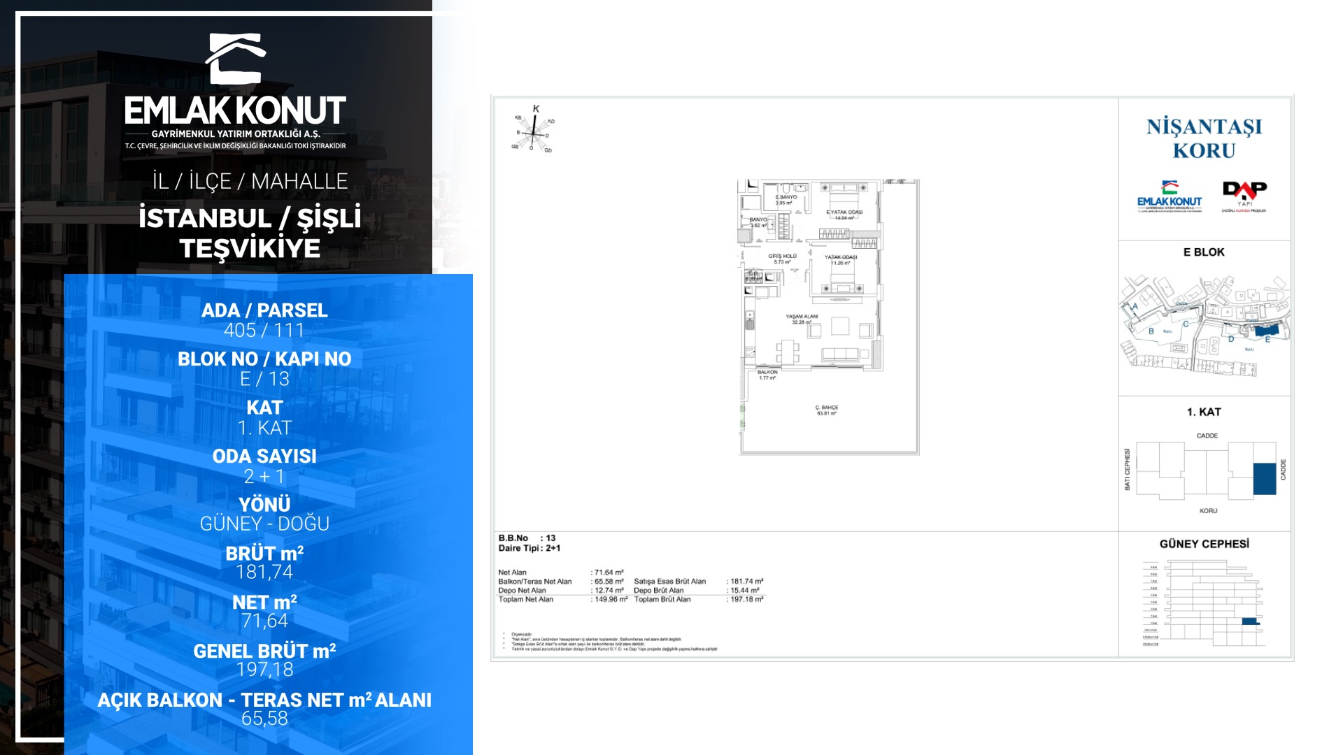 NİŞANTAŞI KORU E BLOK 13 NUMARA