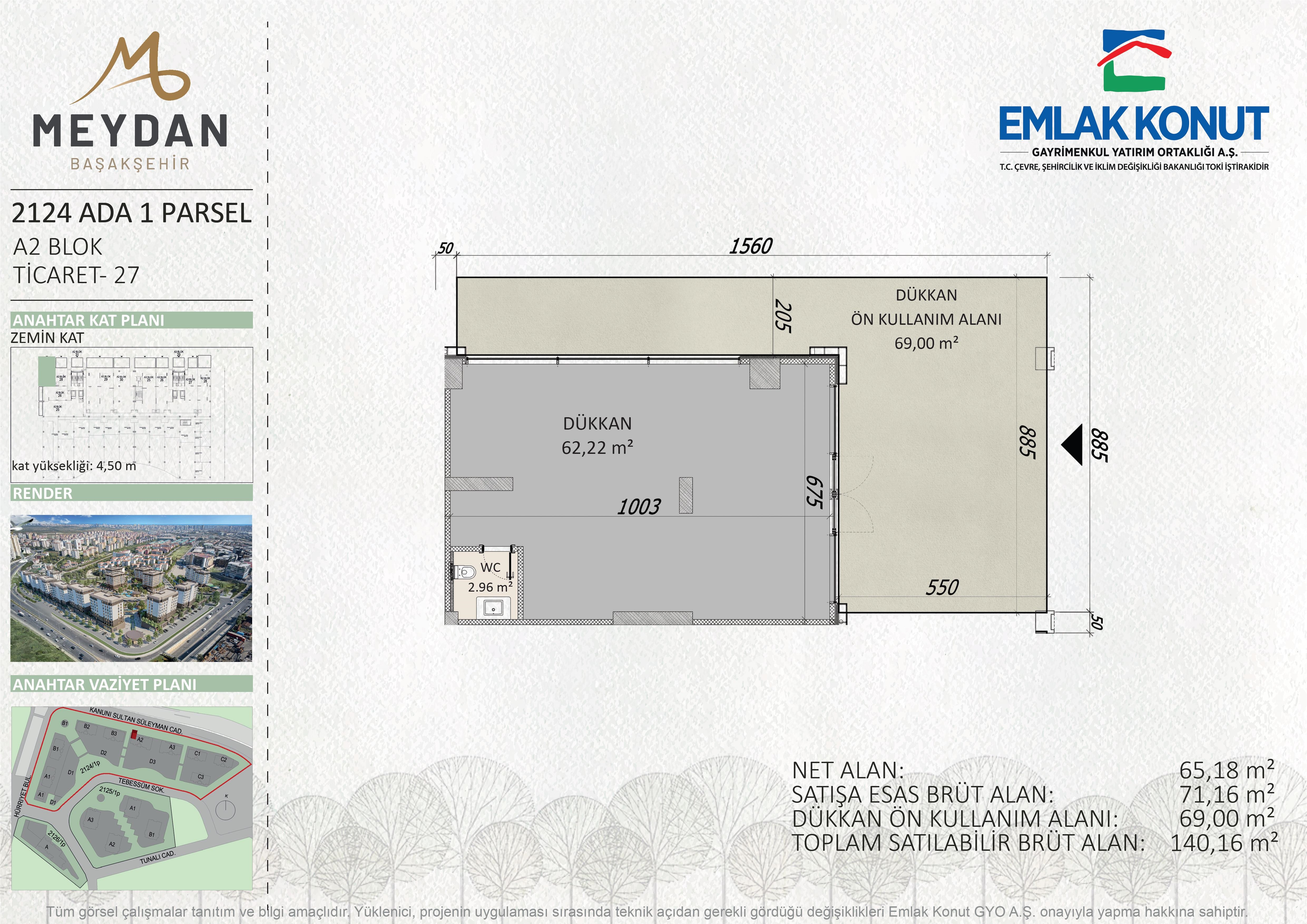 MEYDAN BAŞAKŞEHİR 2124 ADA 1 PARSEL A2 BLOK 27 NUMARA (DÜKKAN)