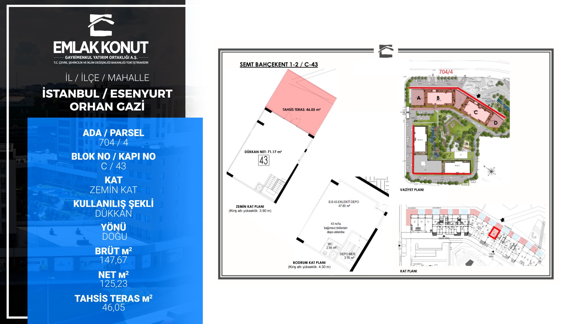 SEMT BAHÇEKENT 1-2 C BLOK 43 NUMARA (DEPOLU DÜKKAN)
