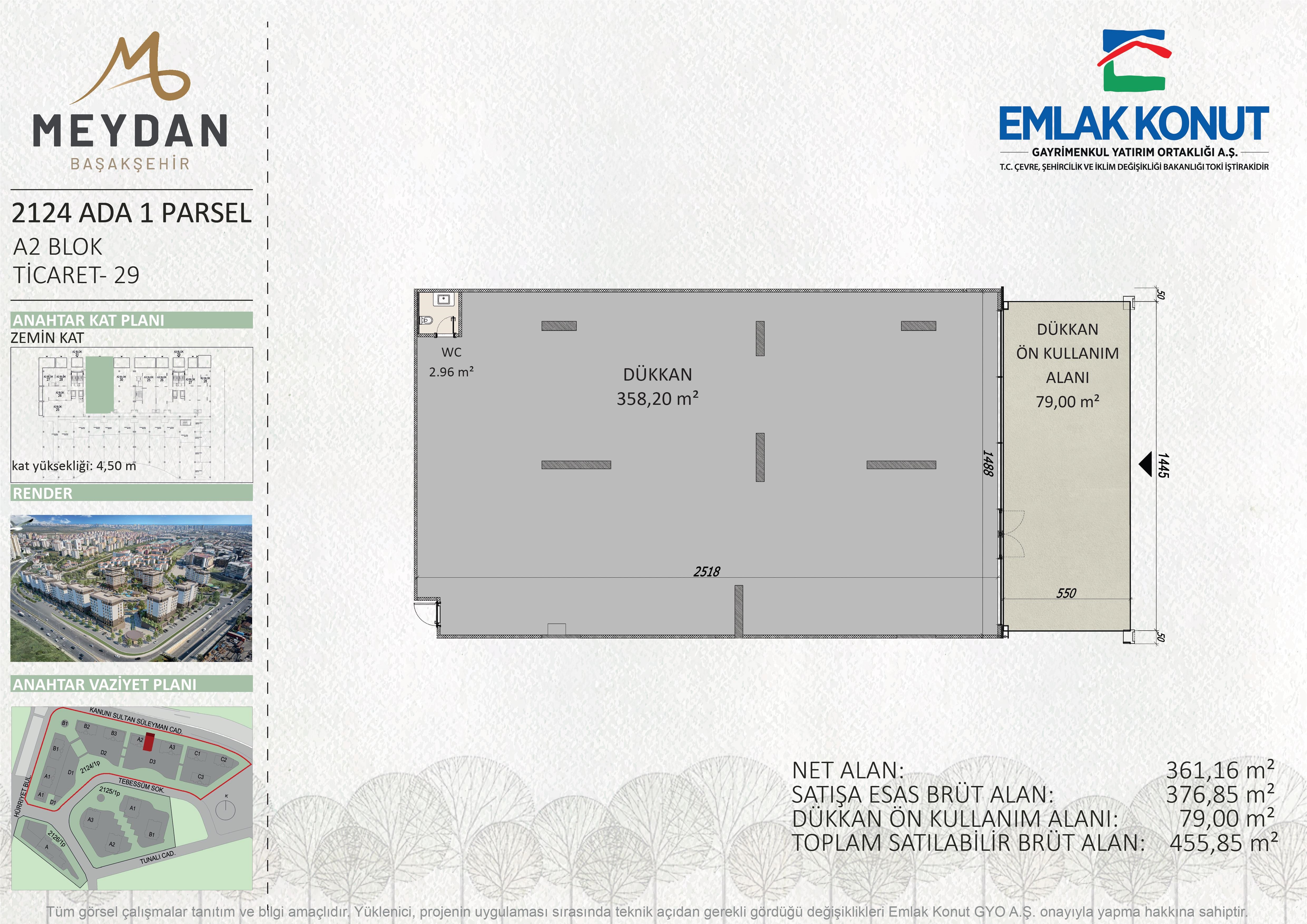 MEYDAN BAŞAKŞEHİR 2124 ADA 1 PARSEL A2 BLOK 29 NUMARA (DÜKKAN)