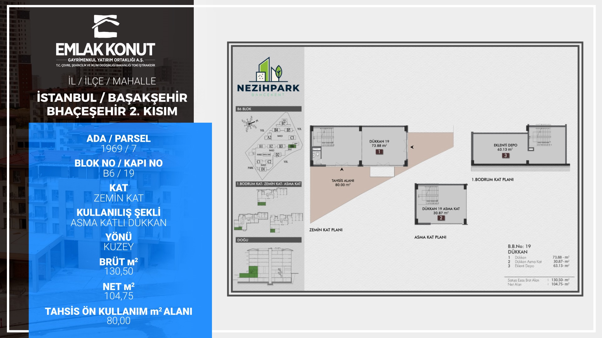 NEZİHPARK BAHÇEKENT B6 BLOK 19 NUMARA (DÜKKAN)