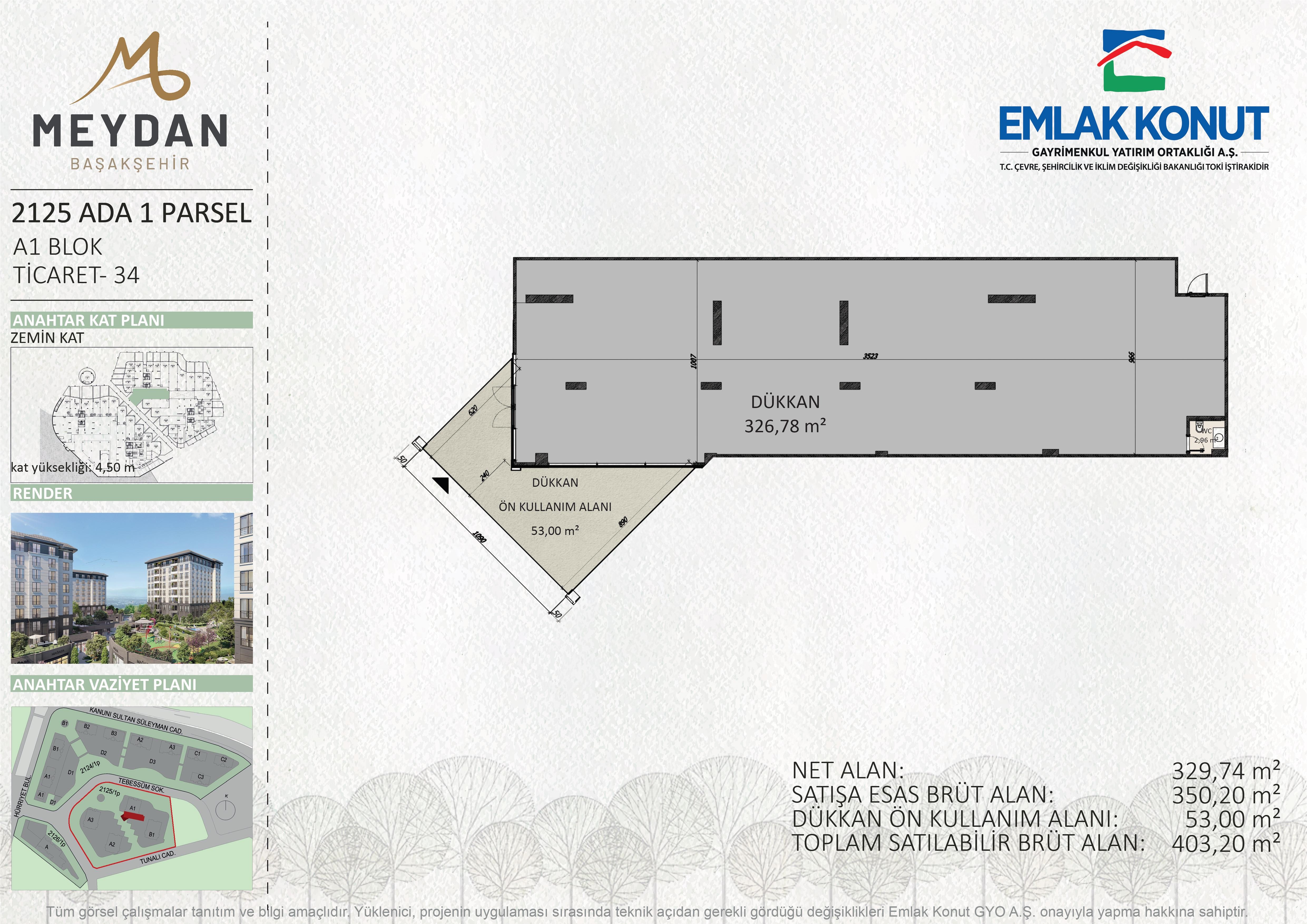 MEYDAN BAŞAKŞEHİR 2125 ADA 1 PARSEL A1 BLOK 34 NUMARA (DÜKKAN)