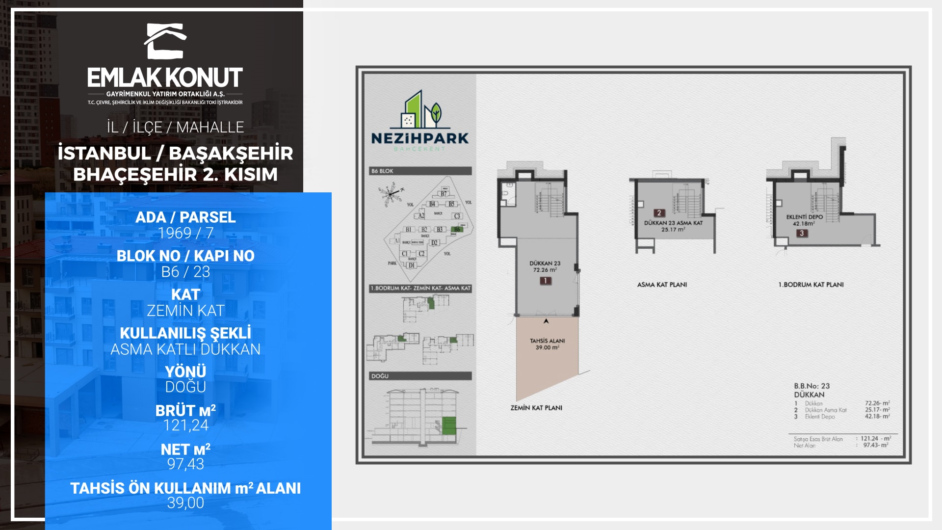 NEZİHPARK BAHÇEKENT B6 BLOK 23 NUMARA (DÜKKAN)