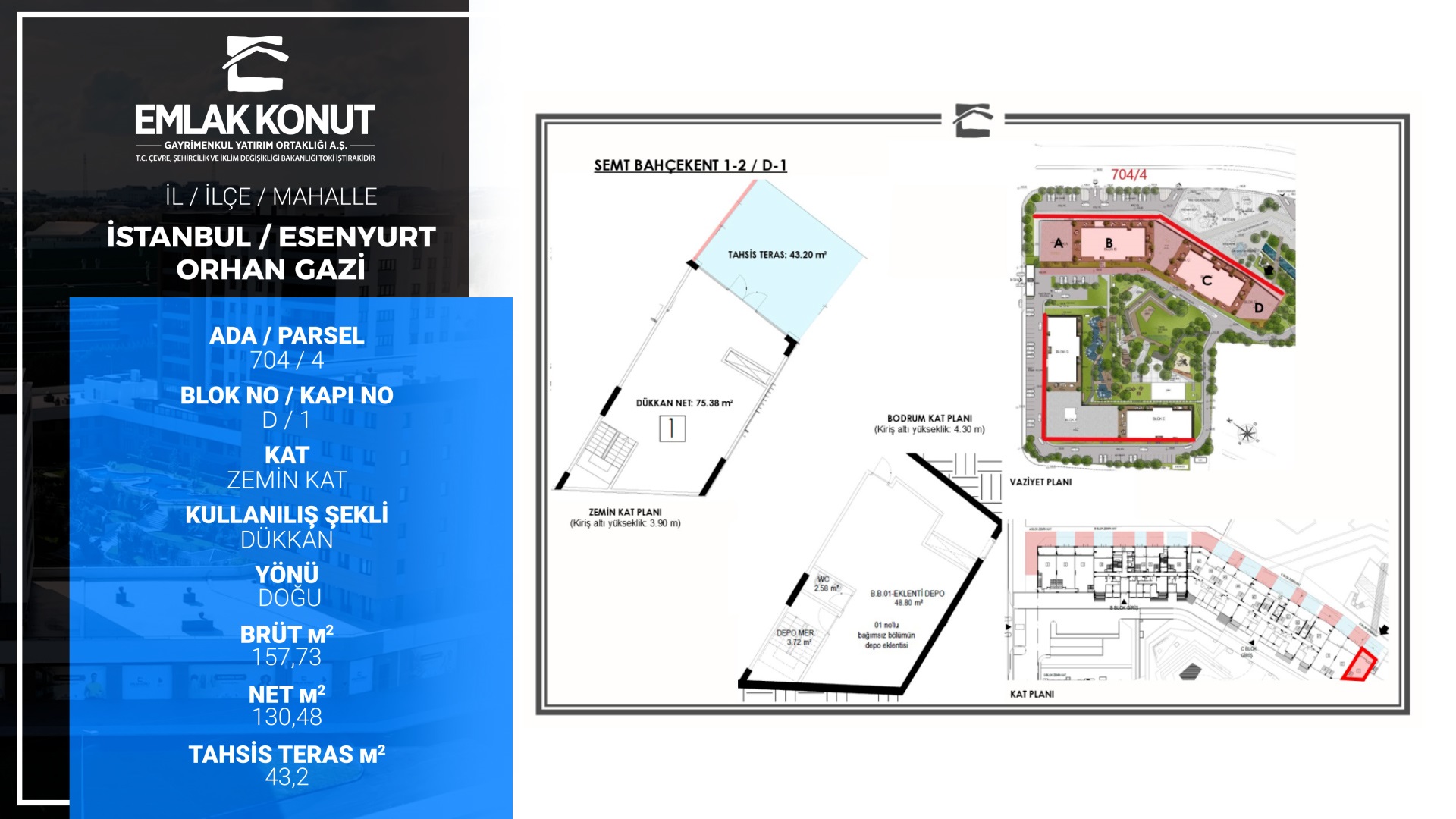 SEMT BAHÇEKENT 1-2 D BLOK 1 NUMARA (DEPOLU DÜKKAN)