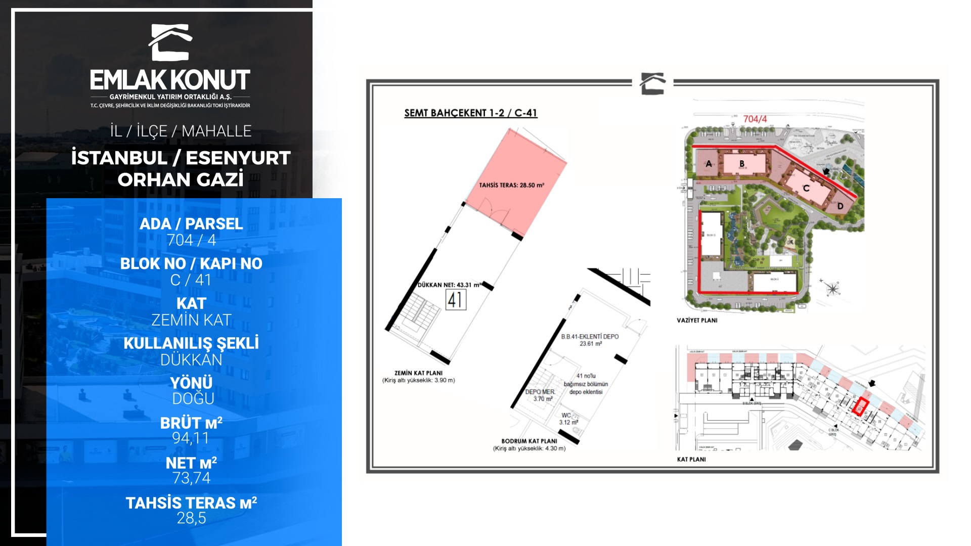 SEMT BAHÇEKENT 1-2 C BLOK 41 NUMARA (DEPOLU DÜKKAN)